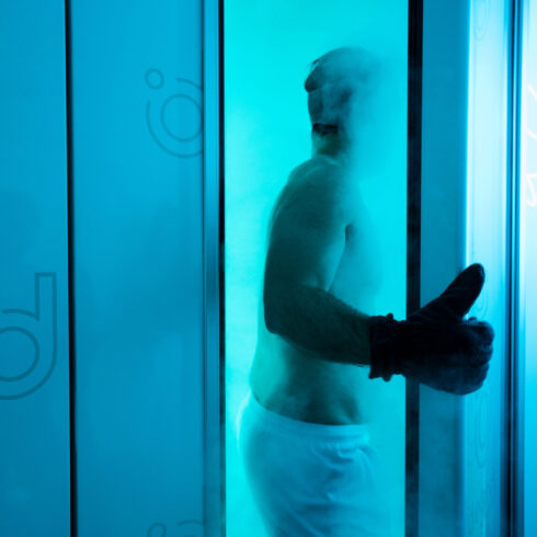 Man entering the cryotherapy chamber before going into the office